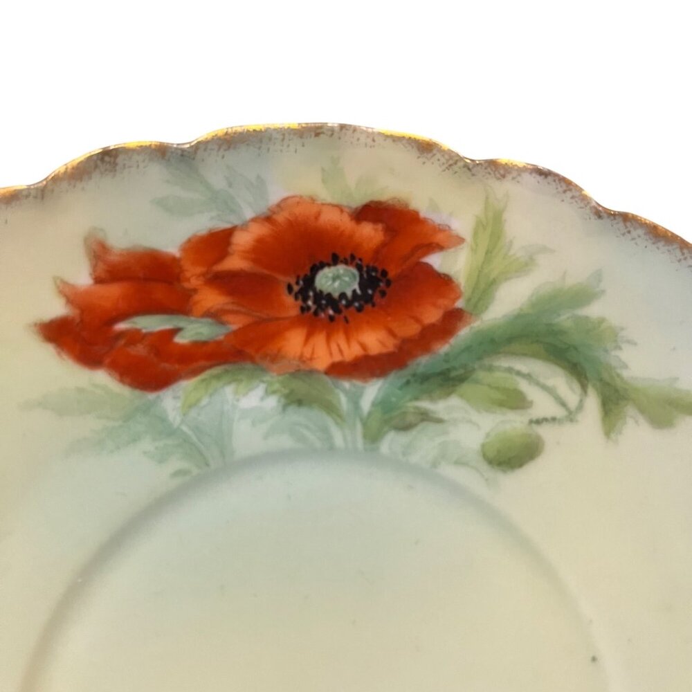 Vintage Bavarian Hand Painted Poppy Porcelain Saucer PT Bavaria Used - Picture 5 of 9